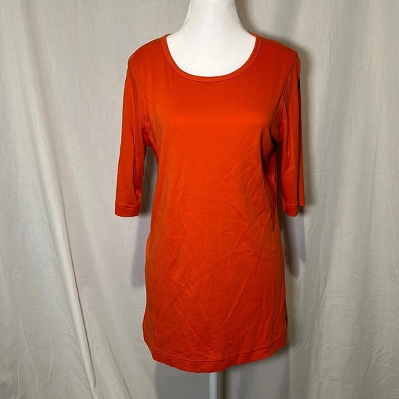 women’s orange Duluth Trading Co half sleeve tunic size small - Picture 1 of 3